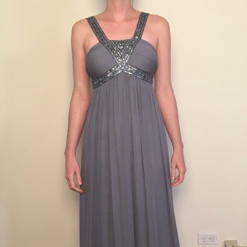 Elegant Beaded Gray Grown